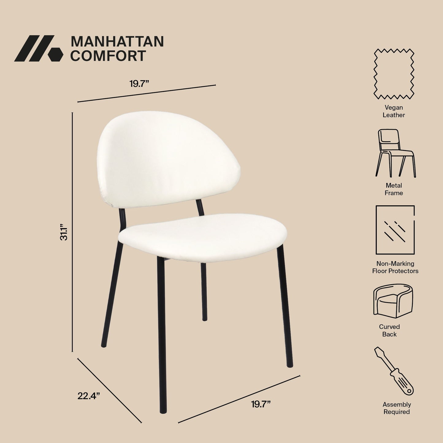 Manhattan Haven - Vegan Leather Metal Side Chair (Set of 4)