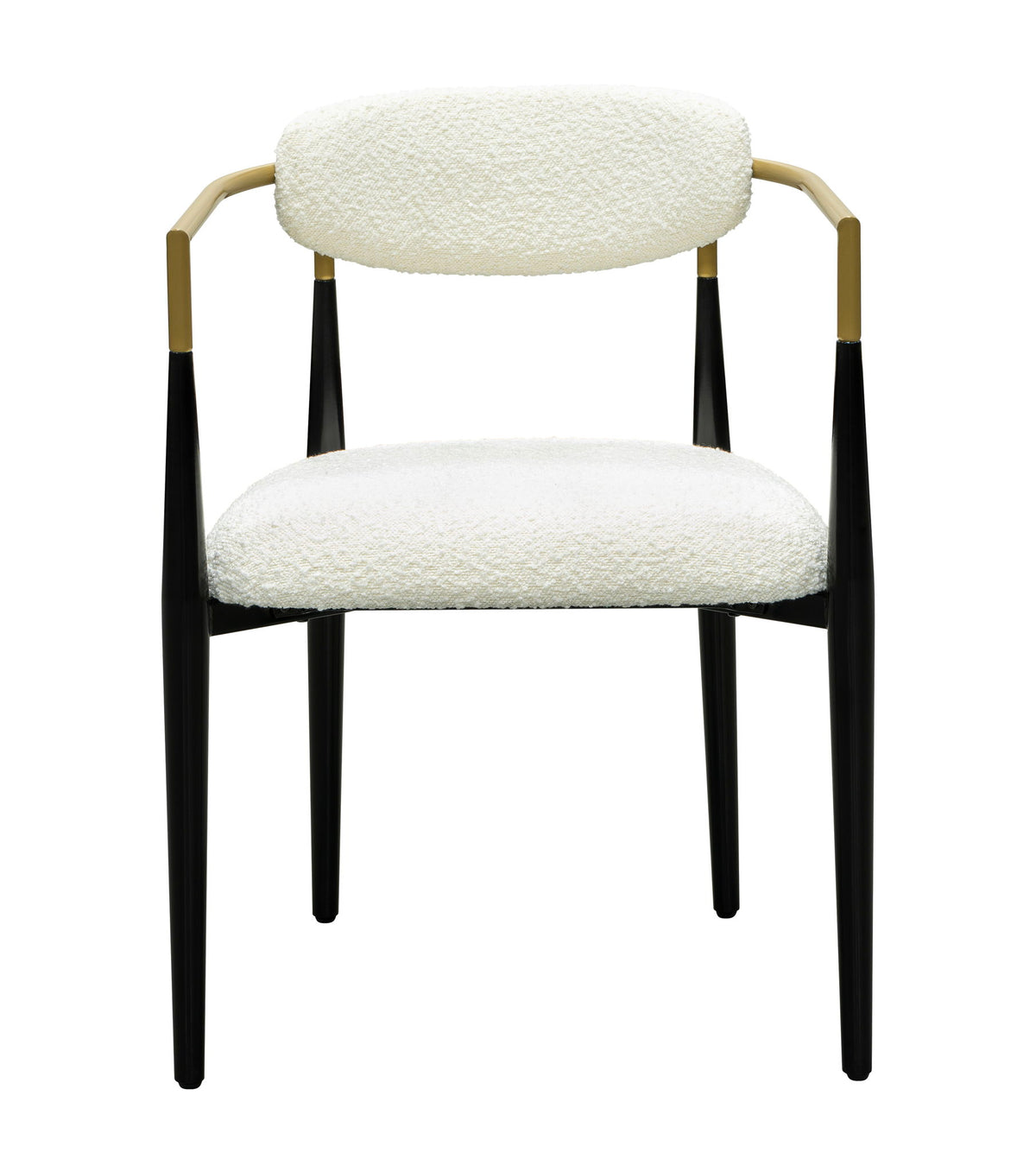 Jenson - White Dining Chair - Semi-Gloss Black /Brushed Gold / Ivory Boucle
