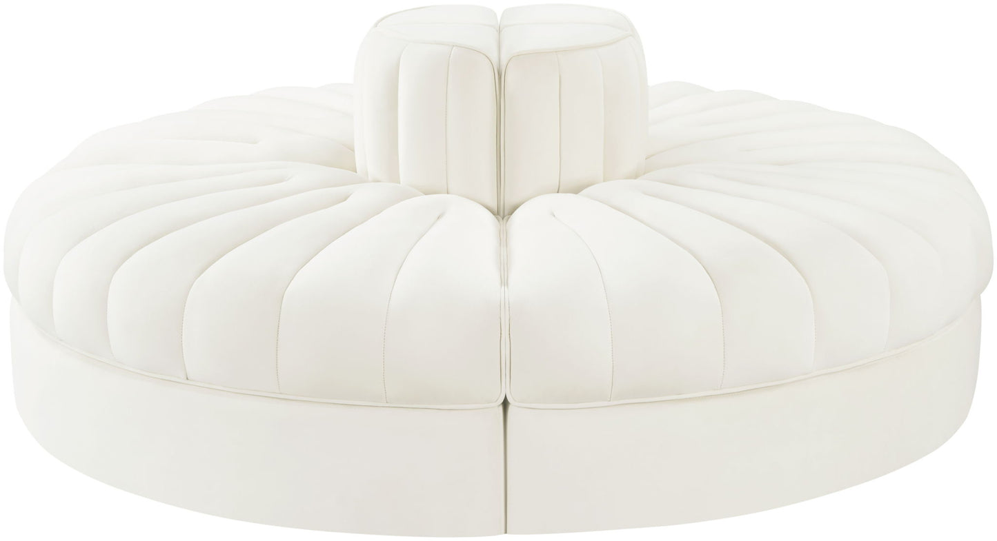 Rummi - Round Velvet Performance Fabric Upholstered 4 Piece Modular Sofa