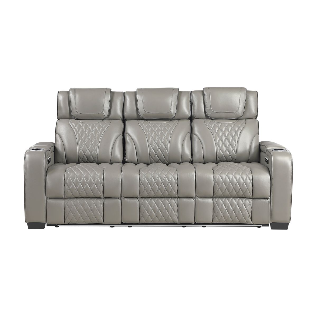 Apex Power Double Reclining Sofa with Center Drop-Down Cup Holders, Power Headrests, Storage Arms with Cup holders, Reading Lights, Wireless Charger, Air Massage and Heat, LED Lighting and Charging Ports