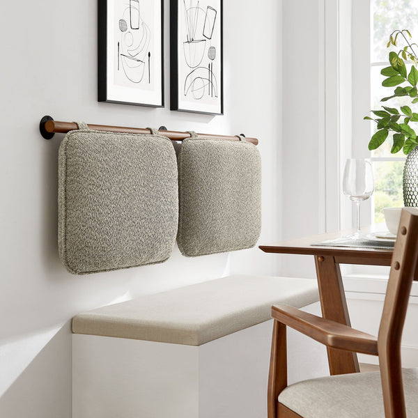 Anela Wall-Mounted Upholstered Headboard - King, Oatmeal Walnut