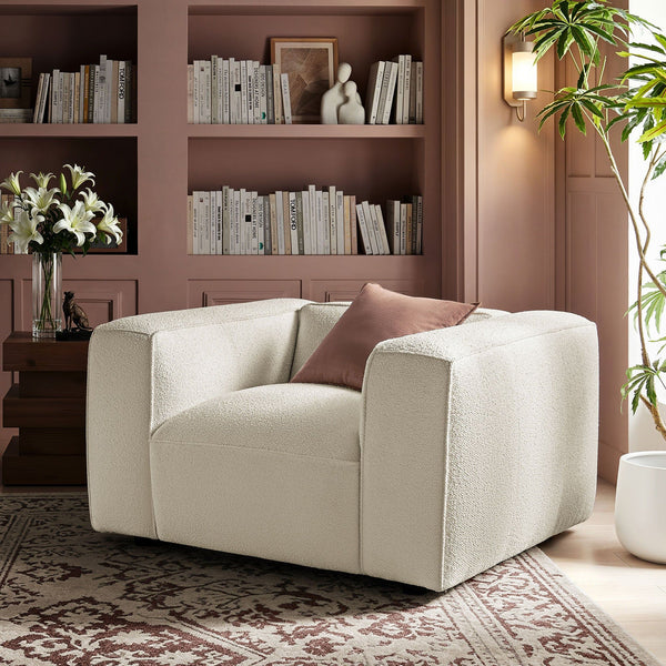 Auren Lattice Boucle Upholstered Accent Chair - Cream