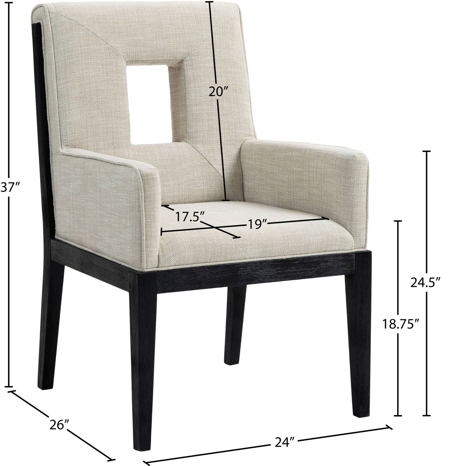 Gwendolyn - Dining Arm Chair With Black Frame