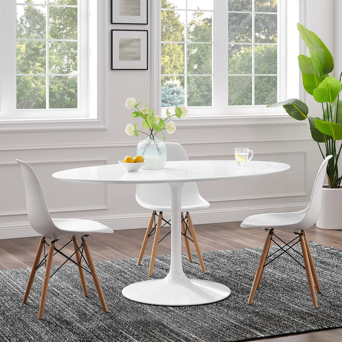 Lippa Oval Wood Dining Table - 60", White