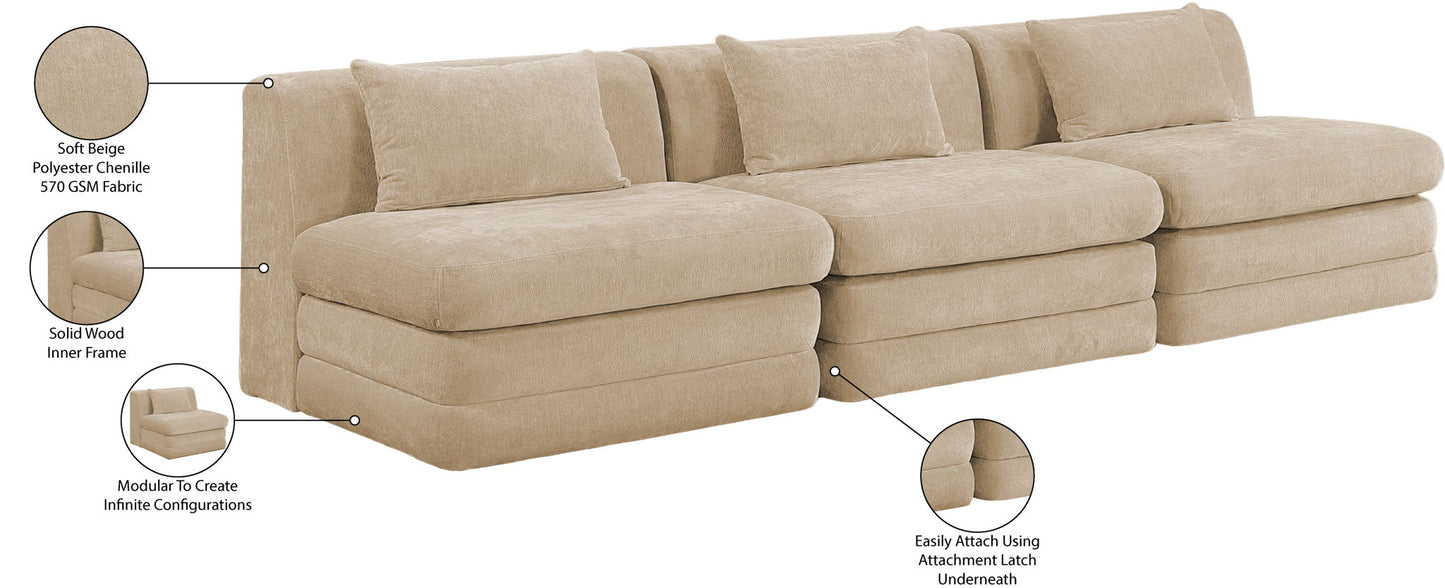 Stellar - 3 Piece 114" Upholstered Modular Armless Sofa