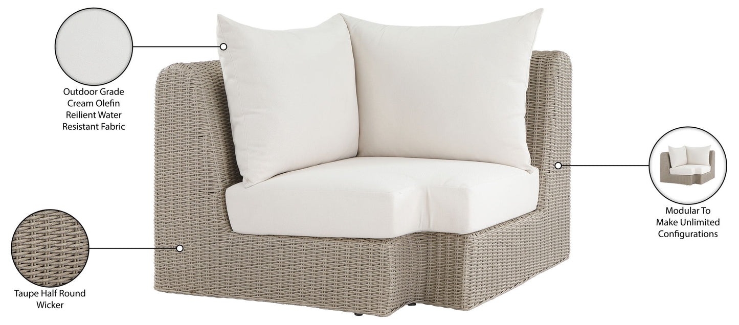 Seacrest - Olefin Water Resistant Fabric And Wicker Outdoor Patio Corner Chair