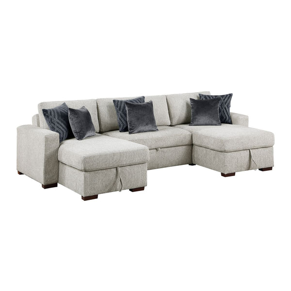 Isla 3-Piece Sectional with Two Reversible Chaises, Pull-out Bed, Hidden Storage, Click Motion Back and Two Track Arms