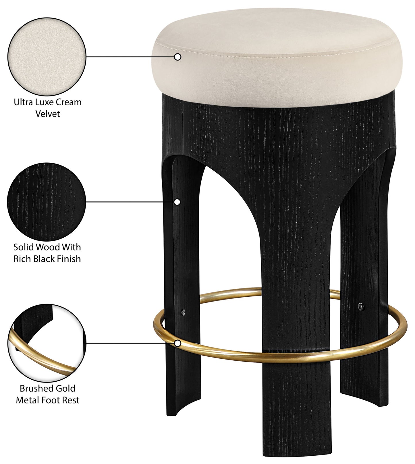 Bocceli - Counter Stool - Black Base