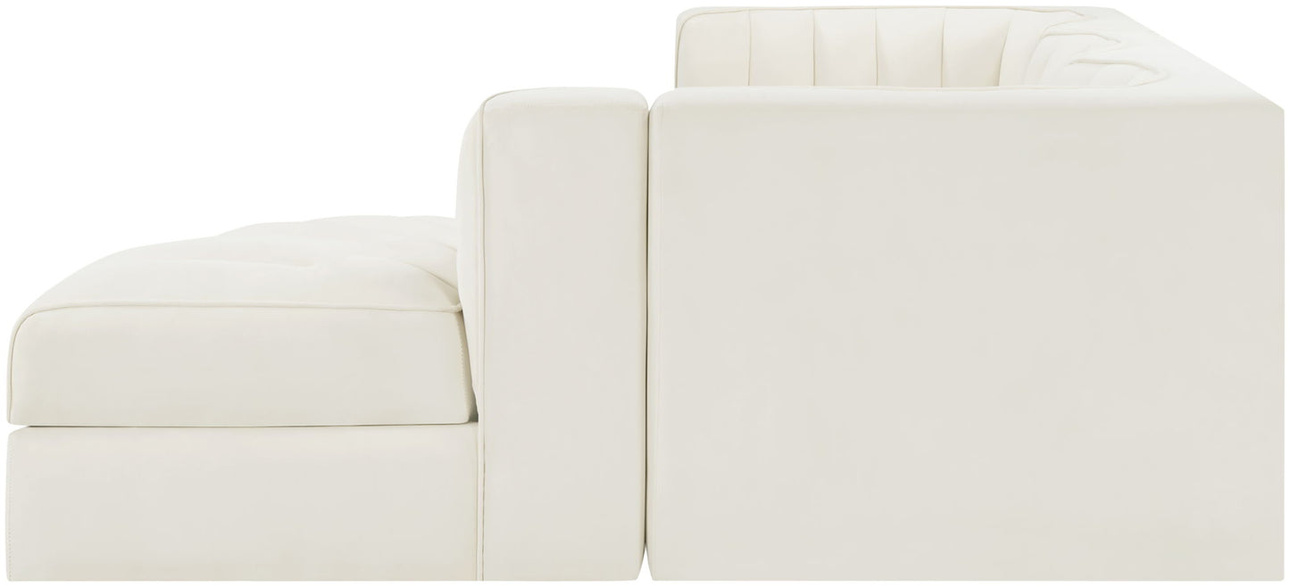 Rummi - Velvet Performance Fabric Upholstered 4 Piece Modular Sectional, With Reverse Corner Chair