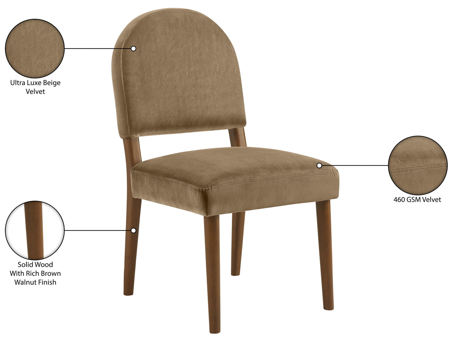 Varinelle - Velvet Dining Chair (Set of 2) - Walnut Frame
