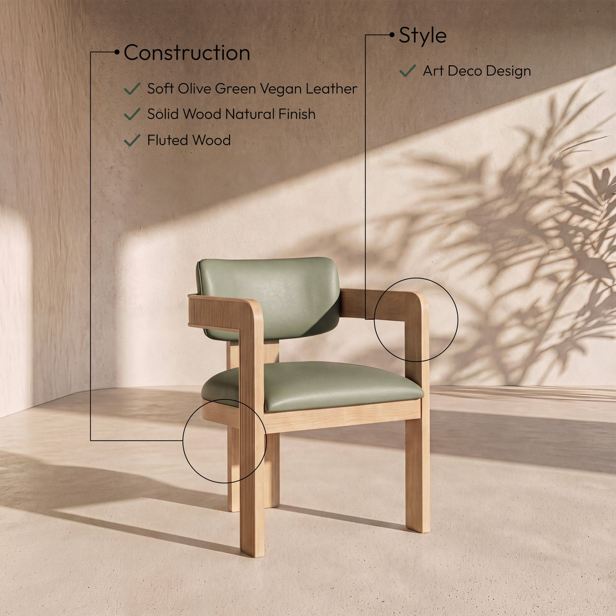 Sacha - Vegan Leather Upholstered Dining Chair With Natural Base (Set of 2)