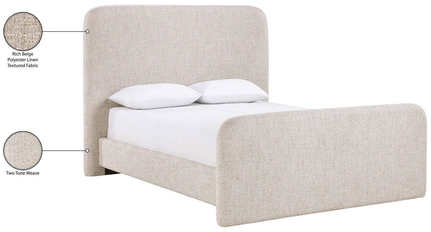 Fira - Linen Textured Fabric Upholstered Bed