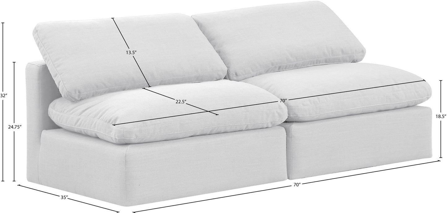 Indulge - Linen 2 Piece Modular Armless Sofa - White