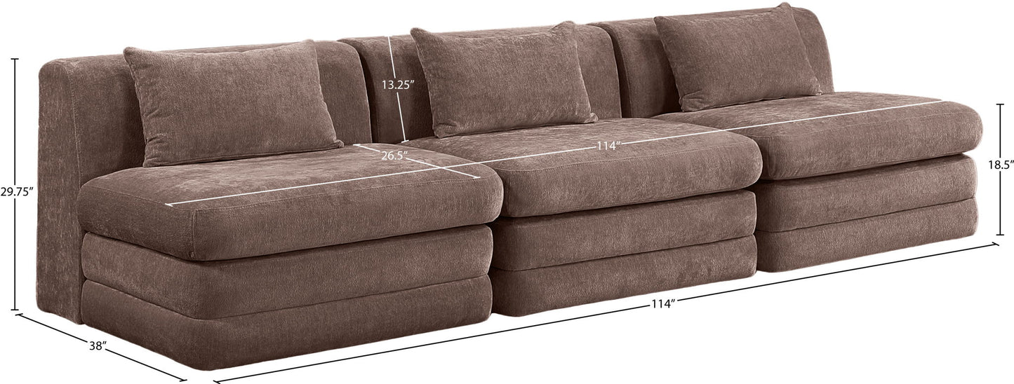 Stellar - 3 Piece 114" Upholstered Modular Armless Sofa