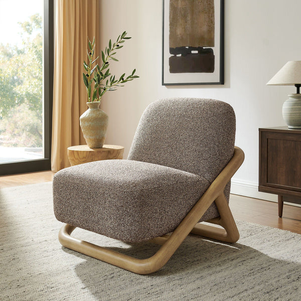 Vander Textured Fabric Accent Chair - Chestnut Earth