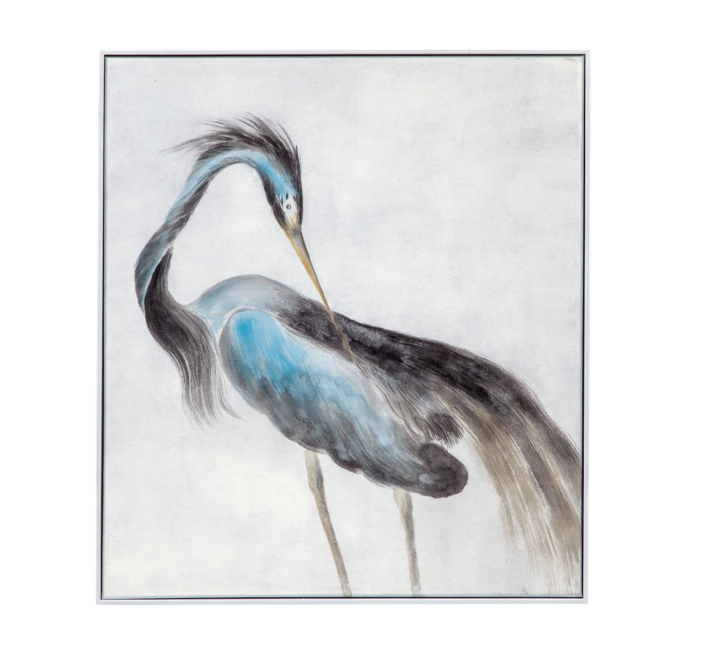 Louisiana Heron Canvas Art - Blue / Pearl Silver