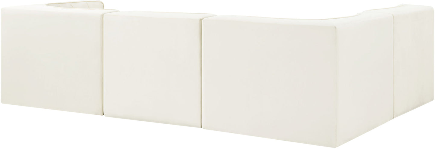 Rummi - Velvet Performance Fabric Upholstered 4 Piece Modular Sectional