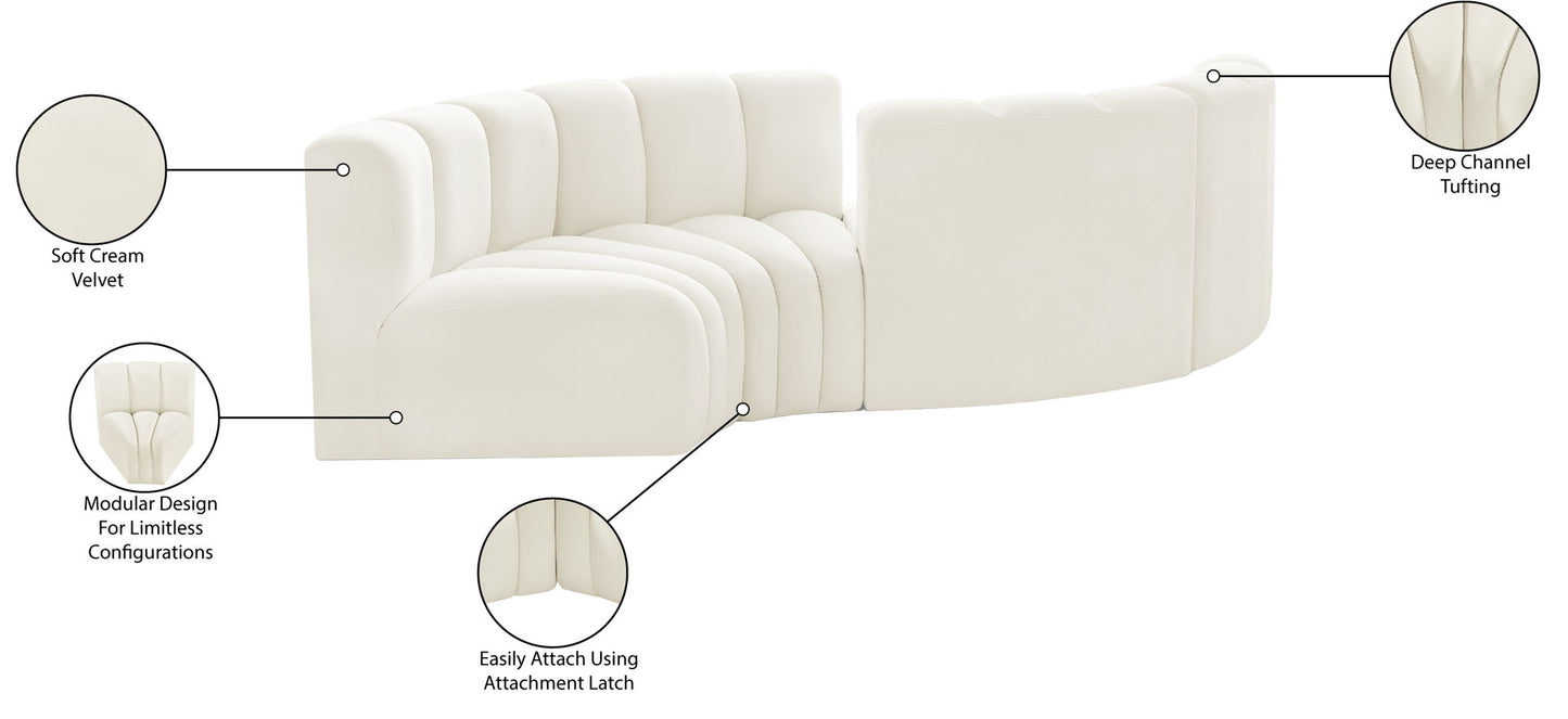 Arc - Velvet 4 Piece Curved Modular Sofa