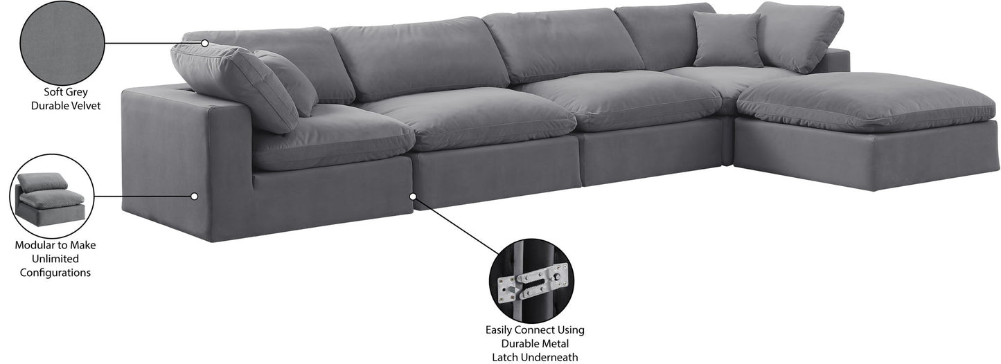 Comfy - 5 Piece Velvet Modular Sectional With Chaise