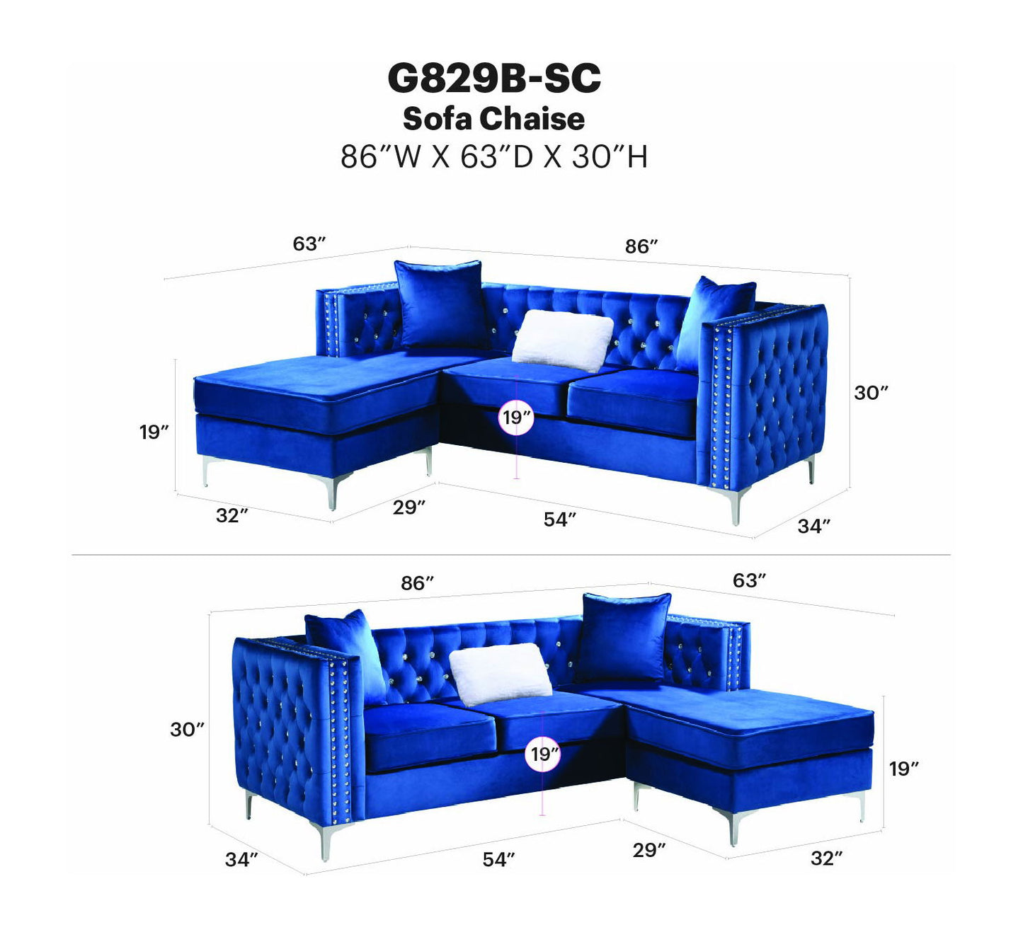 Glory Furniture - Paige - Sofa Chaise