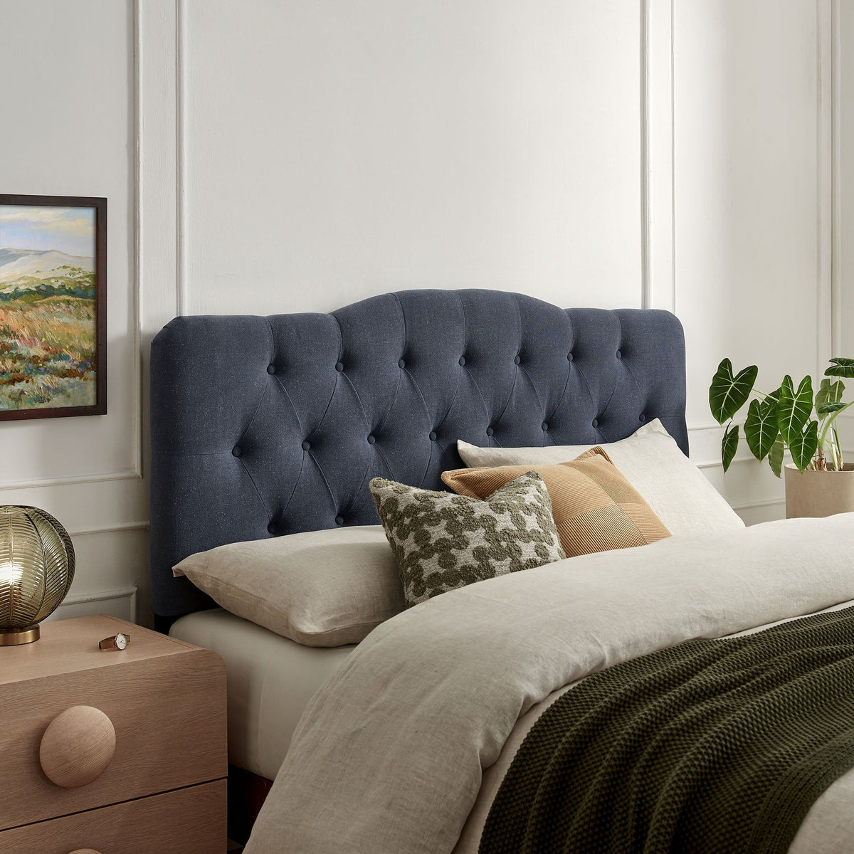 Annabel Upholstered Headboard - Queen, Denim