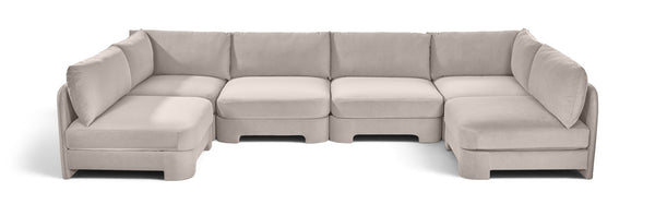 Hammond - Velvet Performance Fabric Upholstered 6 Piece U-Shaped Armless Sectional