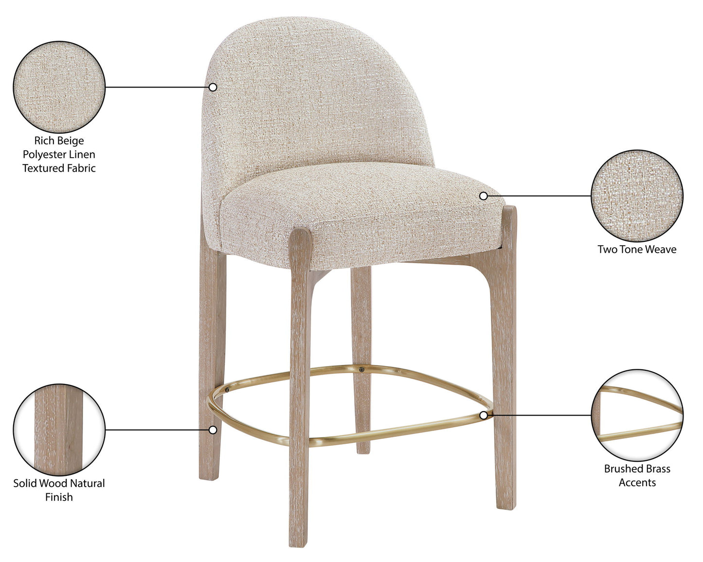 Torino - Counter Stool With Brushed Natural Base