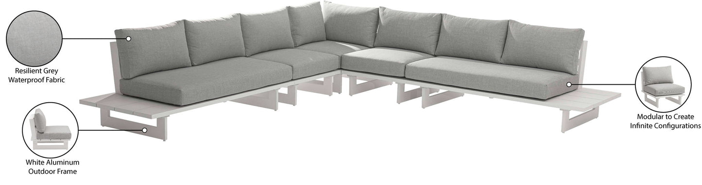 Maldives - 5 Piece Water Resistant Outdoor Patio Modular Sectional With White Base