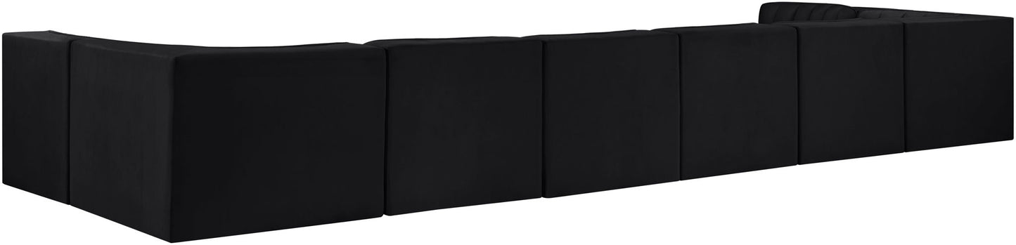 Rummi - Velvet Performance Fabric Upholstered 8 Piece Modular Sectional (With 2 Corner Chairs)