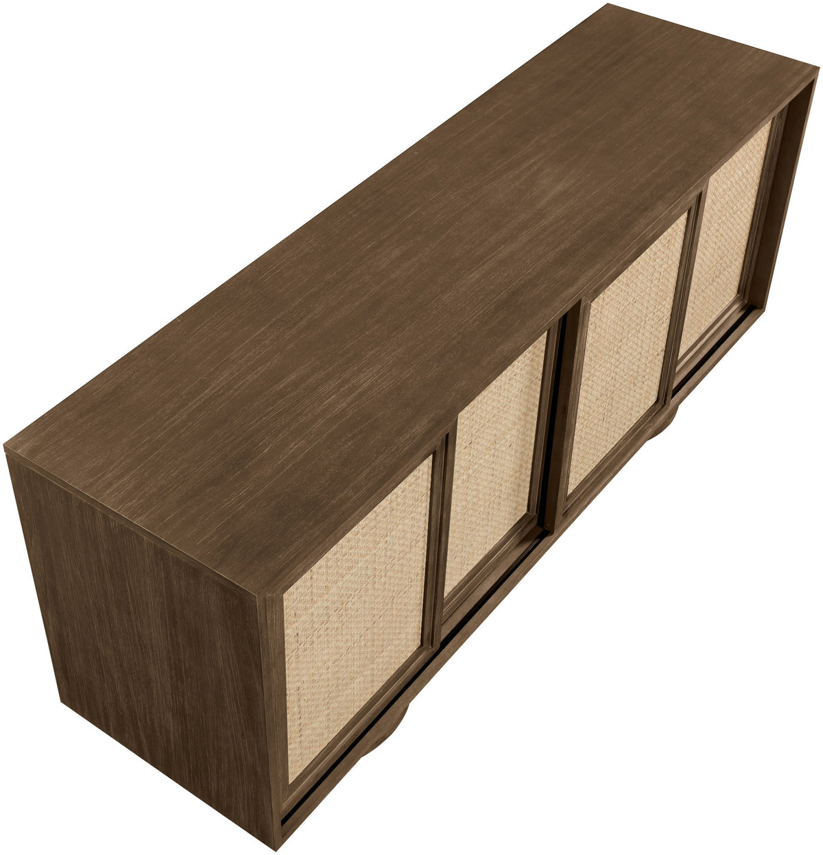 Windsor - Solid Wood And Brown Cane Sideboard / Buffet With Cylindrical Legs - Brown