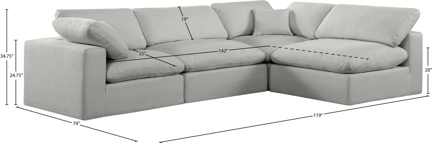 Comfy - 4 Piece Linen Fabric Modular Armless Sectional