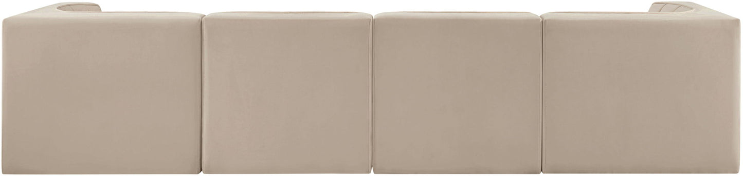 Rummi - Velvet Performance Fabric Upholstered 4 Piece Modular Sofa