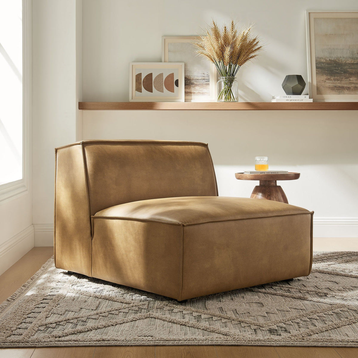 Restore Vegan Leather Armless Modular Chair - Toast
