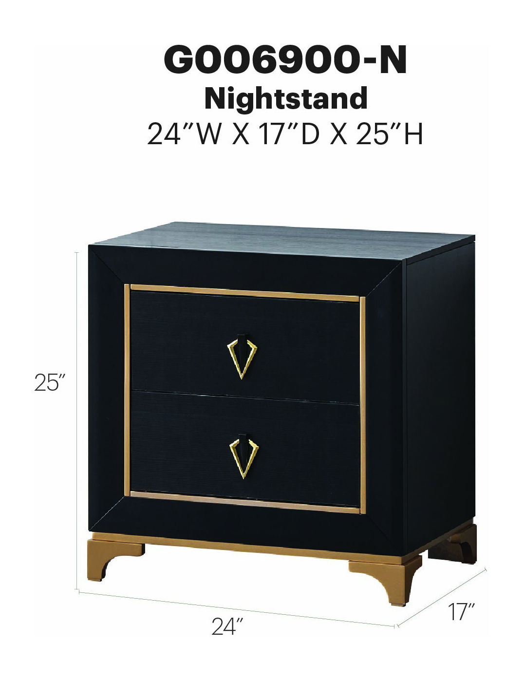 Kramer - Nightstand - Black / Gold