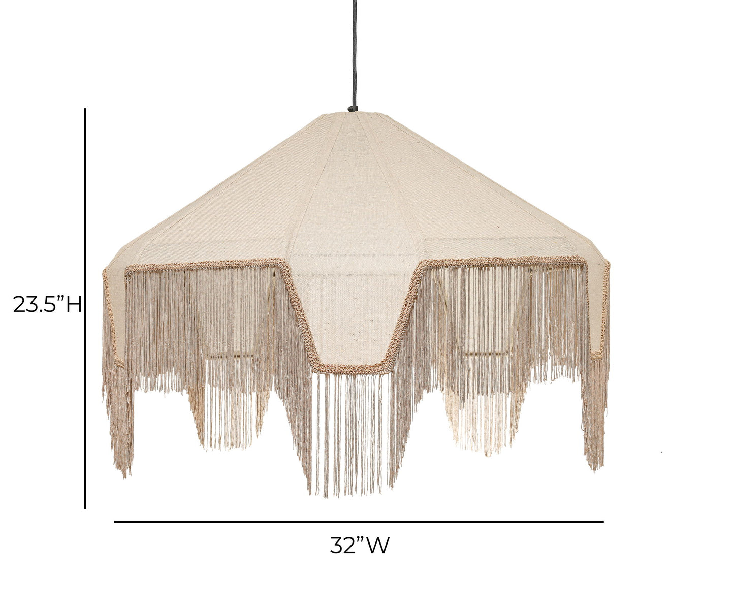 Buchanan - Fabric Fringed Angled Pendant Light - Natural