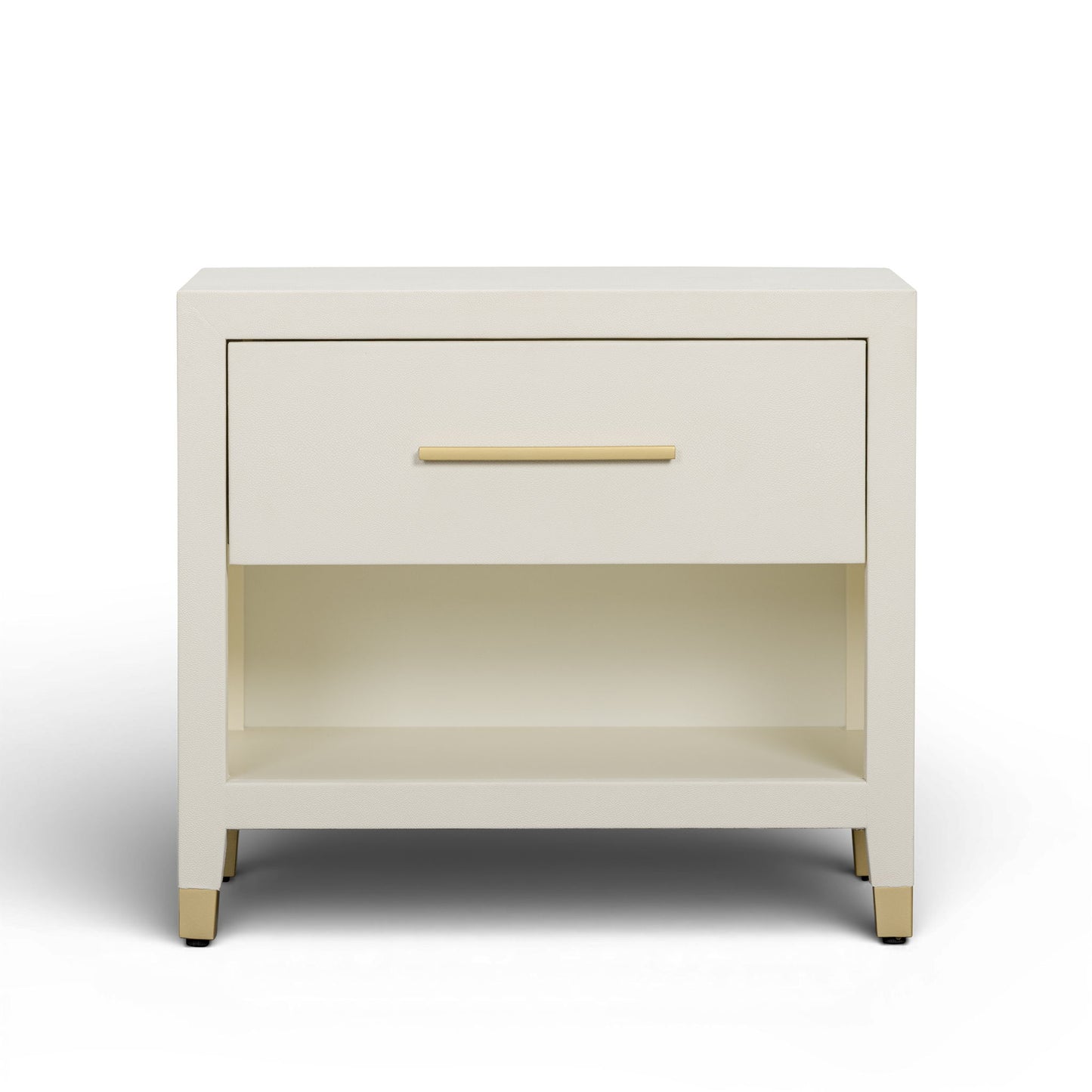 Dani - Faux Shagreen Nightstand With Drawer - Cream