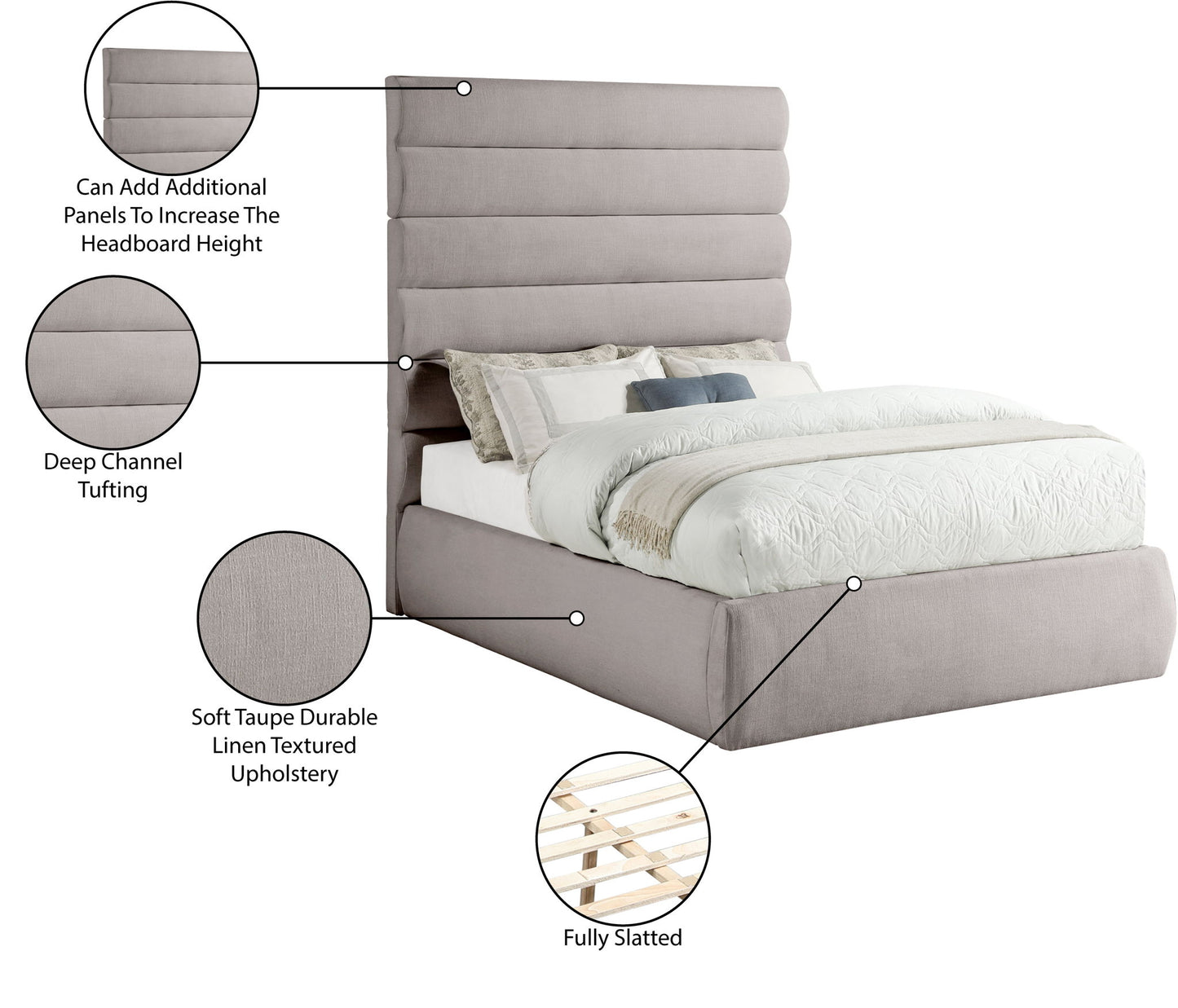 Adam - Linen Fabric Bed With 70.5" Headboard