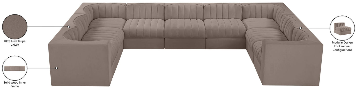 Rummi - Velvet Performance Fabric Upholstered 9 Piece Modular Sectional