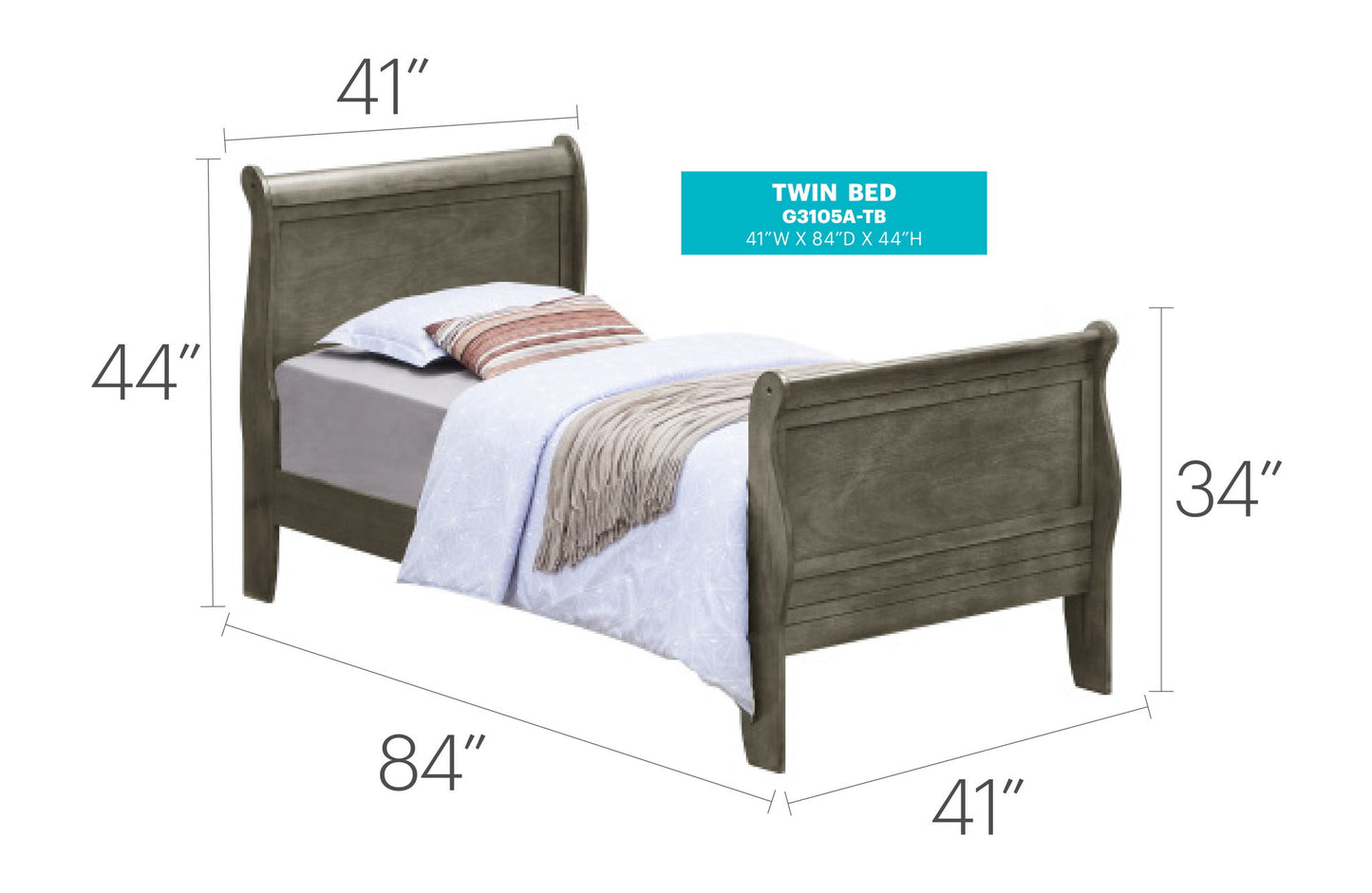 Glory Furniture - Louis Phillipe - Sleigh Bed