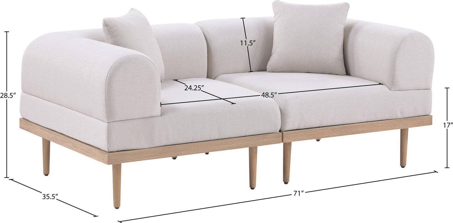 Laguna - 2 Piece Resilient Water Resistant Fabric 71" Upholstered Outdoor Patio Modular Loveseat