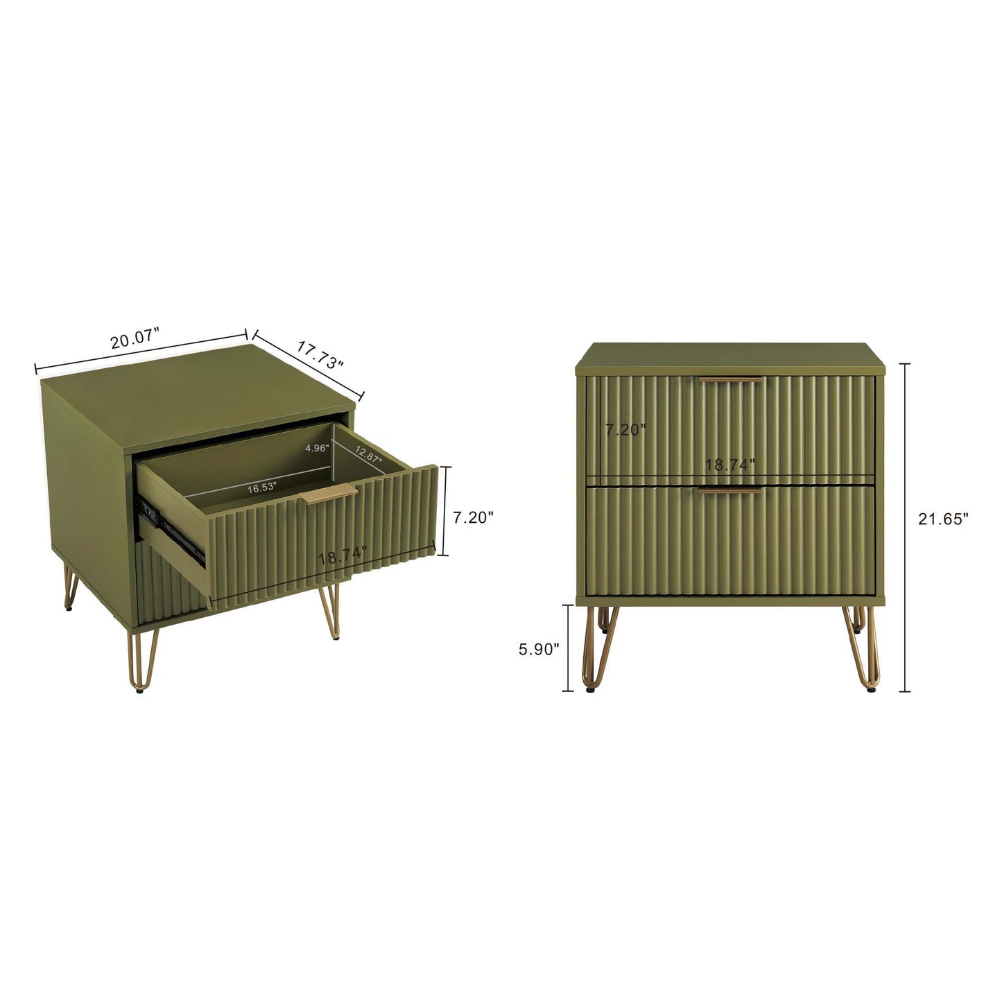 Manhattan Dumbo - Fluted 2-Drawer Nightstand