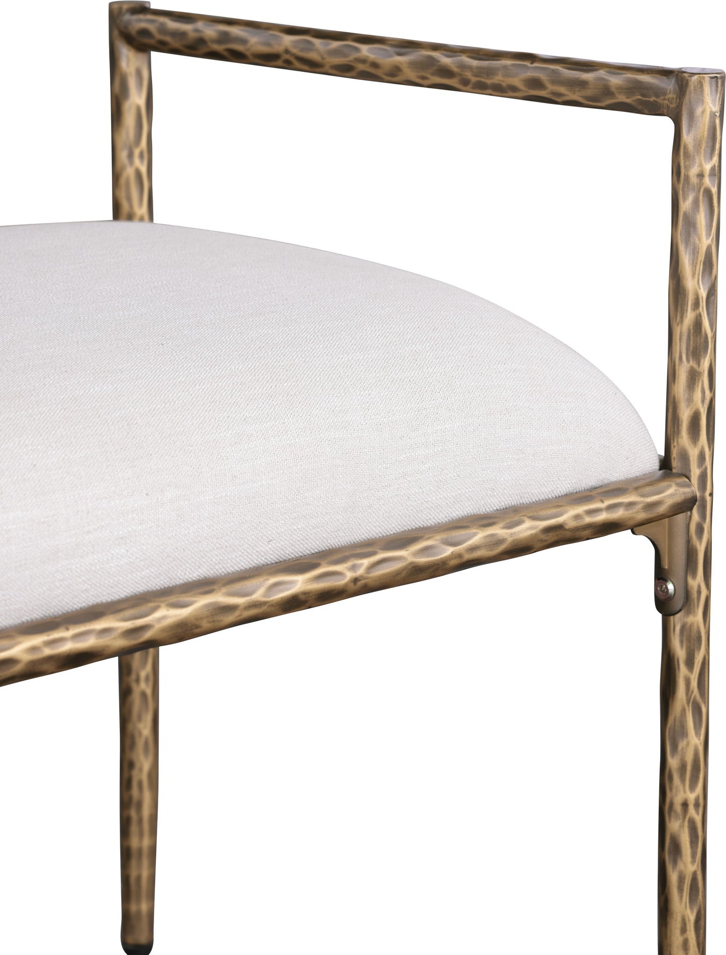 Axis - Linen Textured  Beige Fabric Upholstered Bench