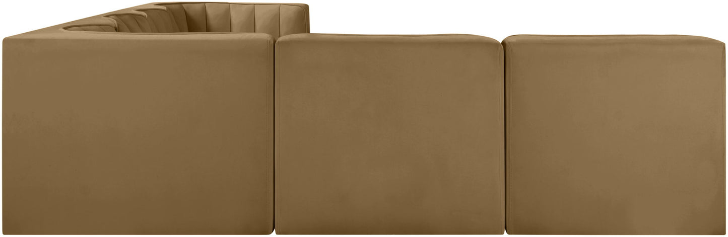 Rummi - Velvet Performance Fabric Upholstered 6 Piece Modular Sectional