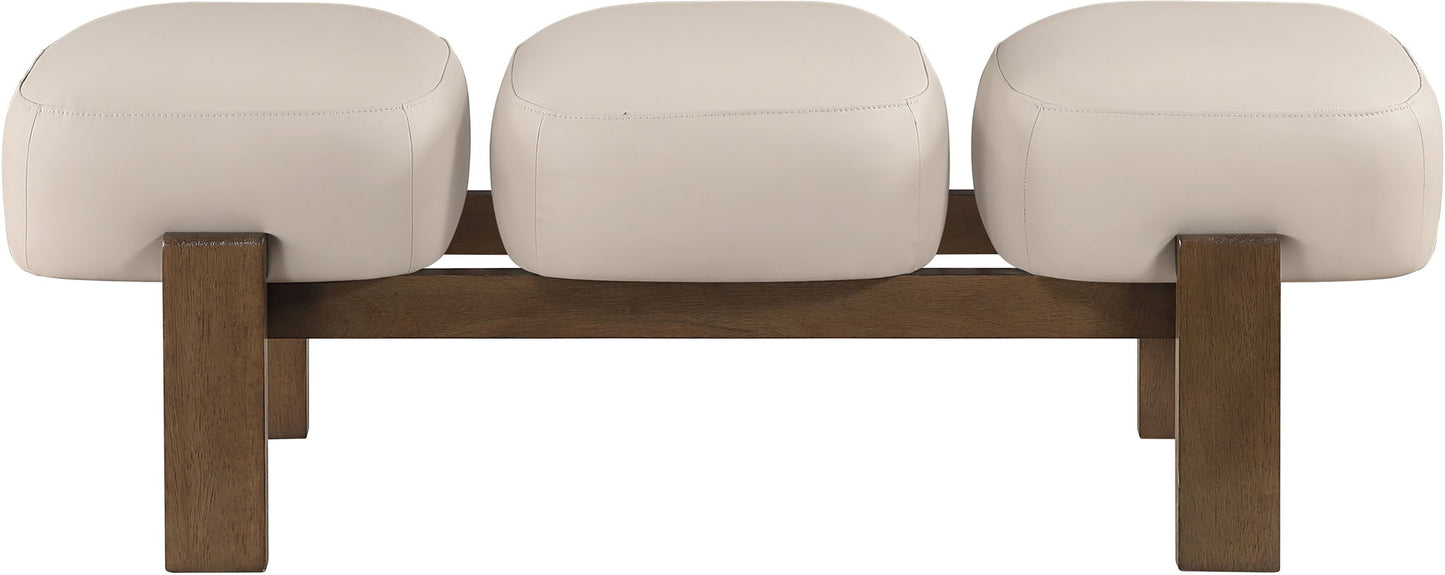 Woodcrest - Vegan Leather Upholstered Bench - Painted Brown Walnut Base