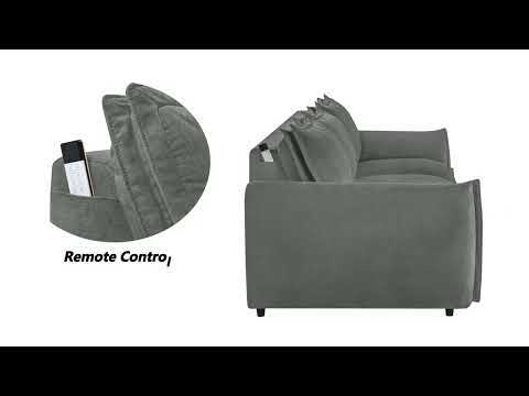 Eaden - Power Sofa With Sleeper - Gray Chenille