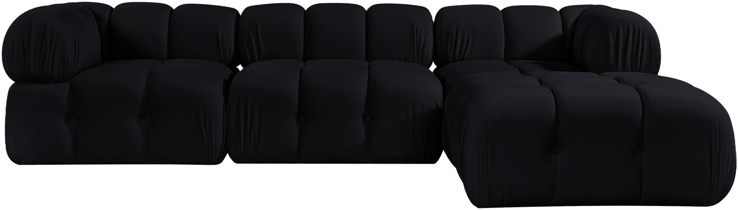 Orin - Velvet 4 Piece Modular Sectional With Chaise