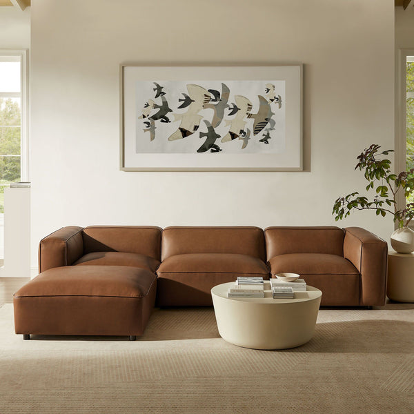 Auren 4-Piece Vegan Leather Modular Sofa Set - Coffee