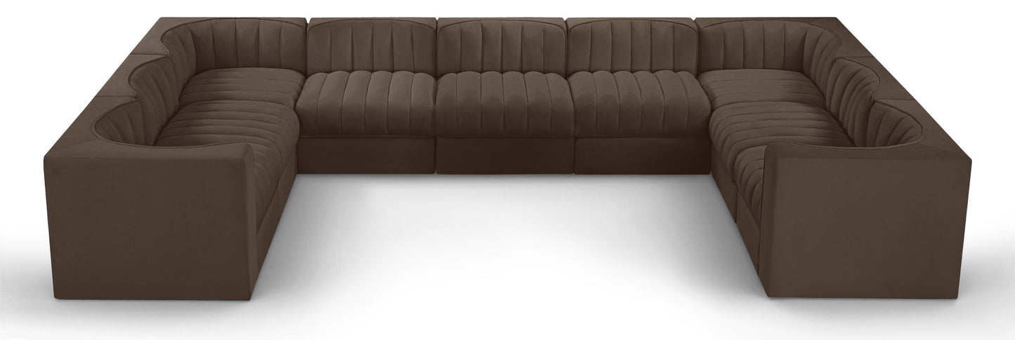 Rummi - Velvet Performance Fabric Upholstered 9 Piece Modular Sectional