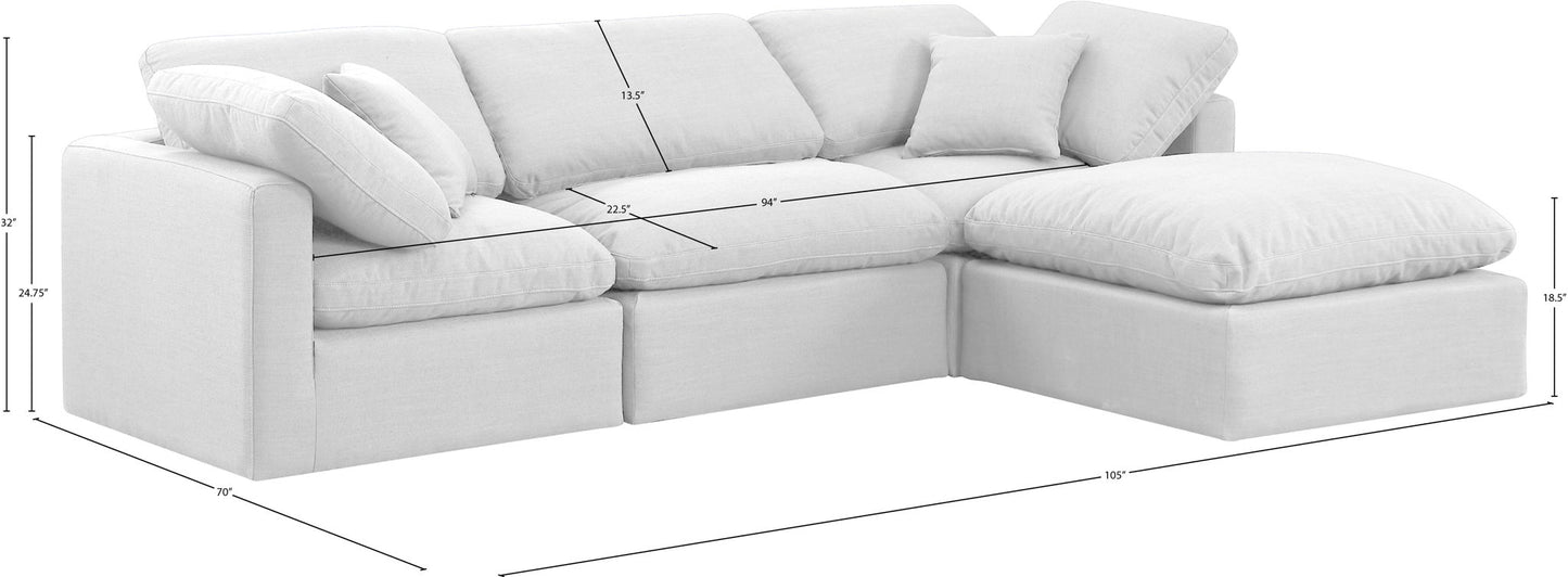Indulge - Linen 4 Piece Modular Sectional With Chaise - White