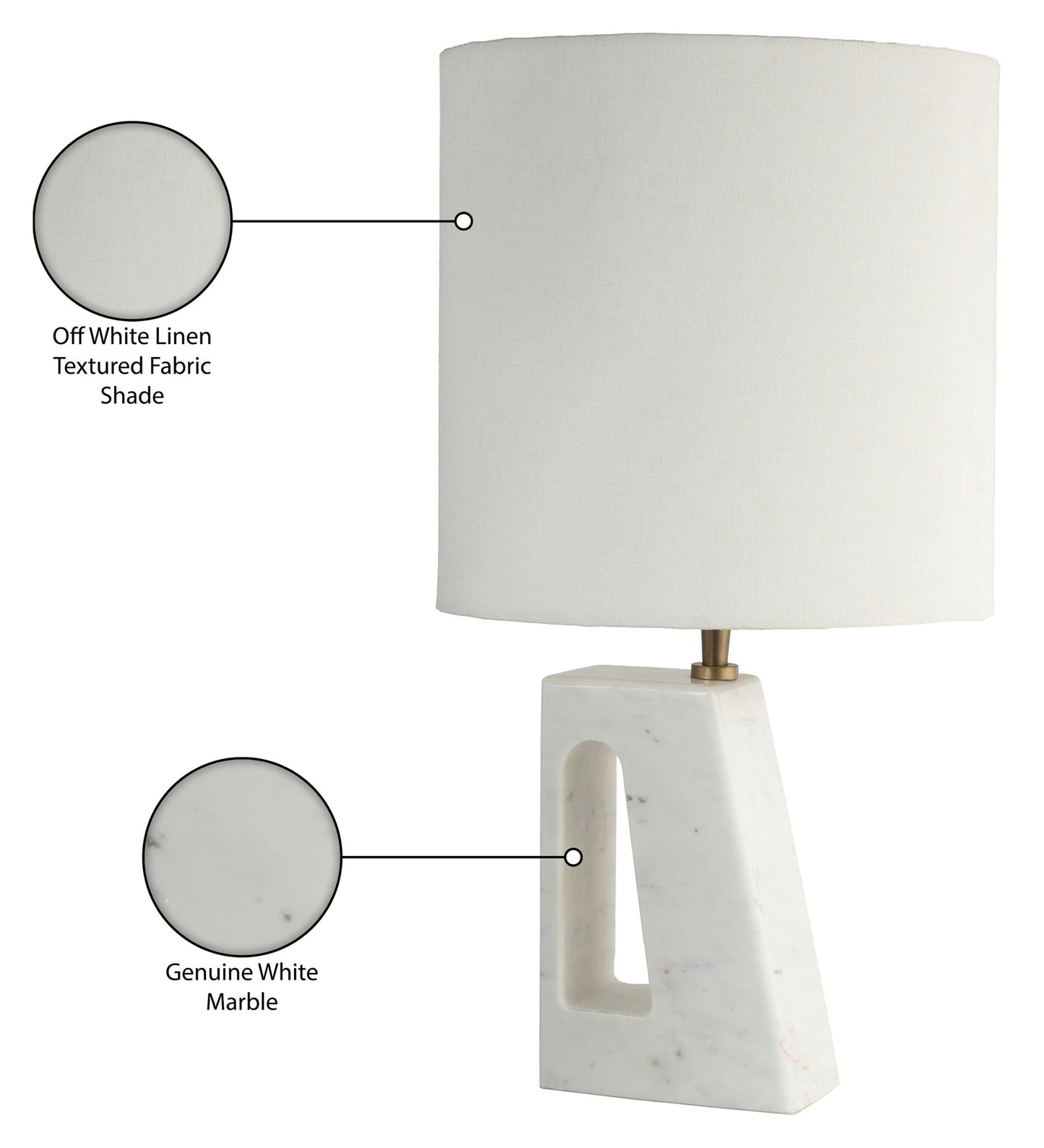 Vellum - Genuine Marble Base And Linen Textured Fabric Shade Table Lamp